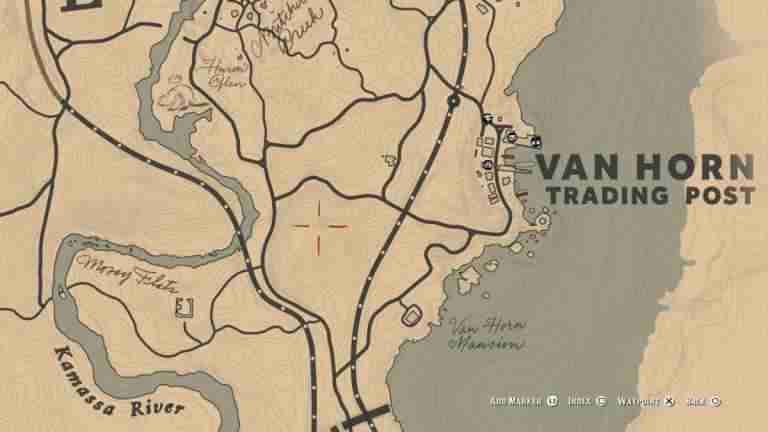 Red Dead Redemption 2 Mapa do tesouro OESTE DO REFÚGIO DA COLINA