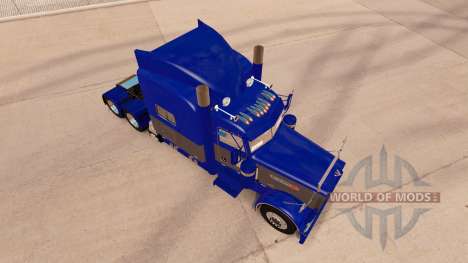 A pele Azul e Cinza para o caminhão Peterbilt 38 para American Truck Simulator