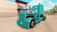 A pele azul-Turquesa preto para o caminhão Peterbilt 389 para American Truck Simulator