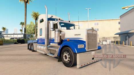 A pele Azul e Cinza no caminhão Kenworth W900 para American Truck Simulator