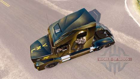 Pele Dourada e Preto no caminhão Volvo VNL 670 para American Truck Simulator