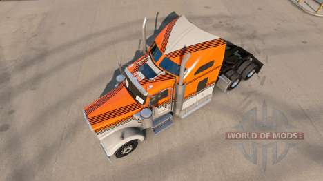 Pele Cinza Laranja no caminhão Kenworth W900 para American Truck Simulator