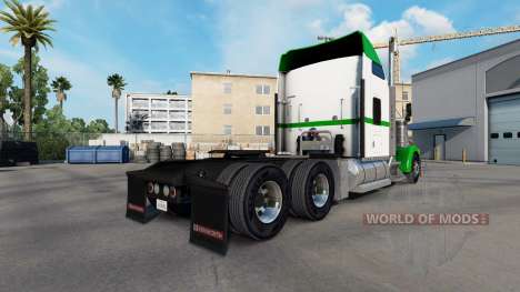 Pele Branca E Verde no caminhão Kenworth W900 para American Truck Simulator