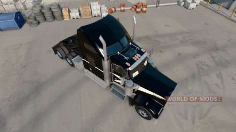 Pele Preta E Verde Menta no caminhão Kenworth W9 para American Truck Simulator