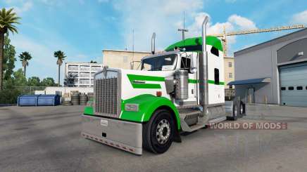 Pele Branca E Verde no caminhão Kenworth W900 para American Truck Simulator