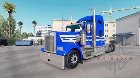 Pele Azul Listras Brancas no caminhão Kenworth W para American Truck Simulator