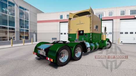 Pele Escura Ouro Verde no caminhão Peterbilt 389 para American Truck Simulator