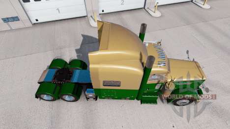 Pele Escura Ouro Verde no caminhão Peterbilt 389 para American Truck Simulator