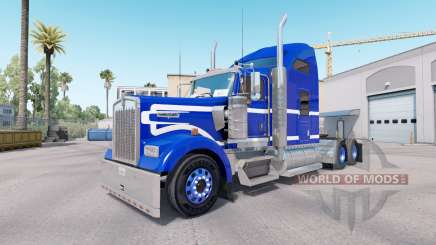 A pele Azul sobre fundo Branco caminhão Kenworth W900 para American Truck Simulator