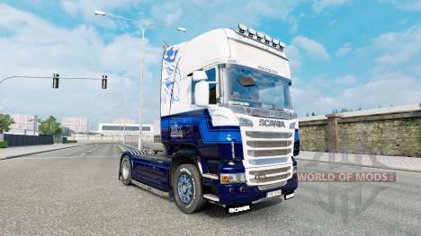 A pele Azul V8 caminhão Scania série R para Euro Truck Simulator 2